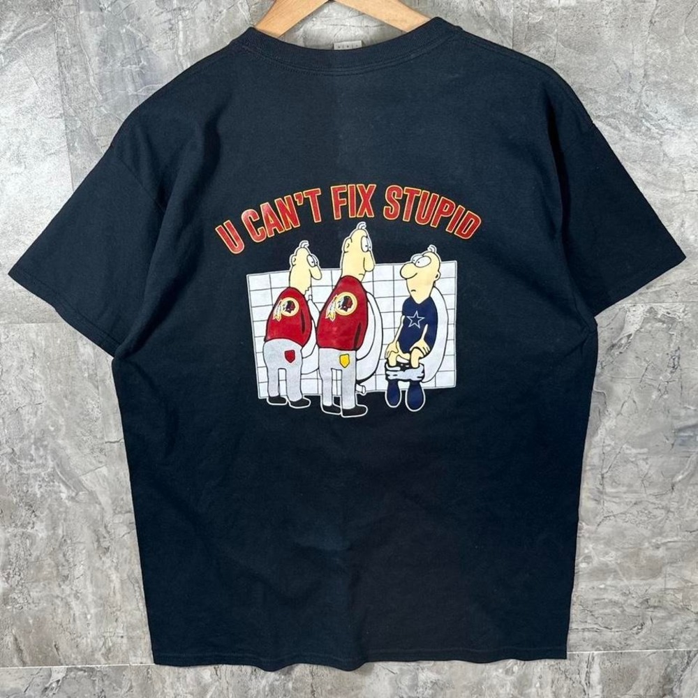 U can't fix stupid Washington redskins vs Dallas cowboys nfl t shirt Men's Sz L